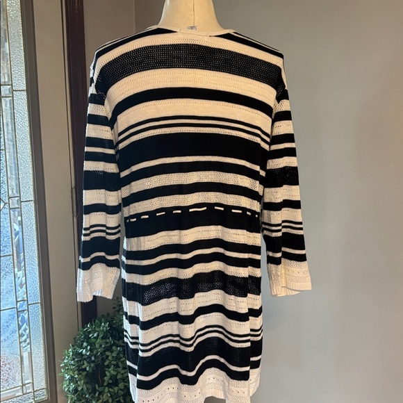 Motherhood maternity white black striped knit sweater lightweight draw string XL - Picture 6 of 10